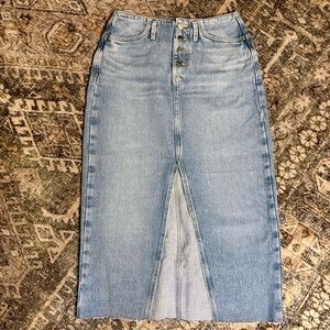 Zara Two Tone Denim Maxi Skirt With Insert & Button fly Size Small